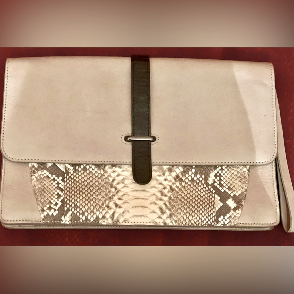 Khirma Eliazov Python & Lizard Skin Clutch Bag w/SILVER